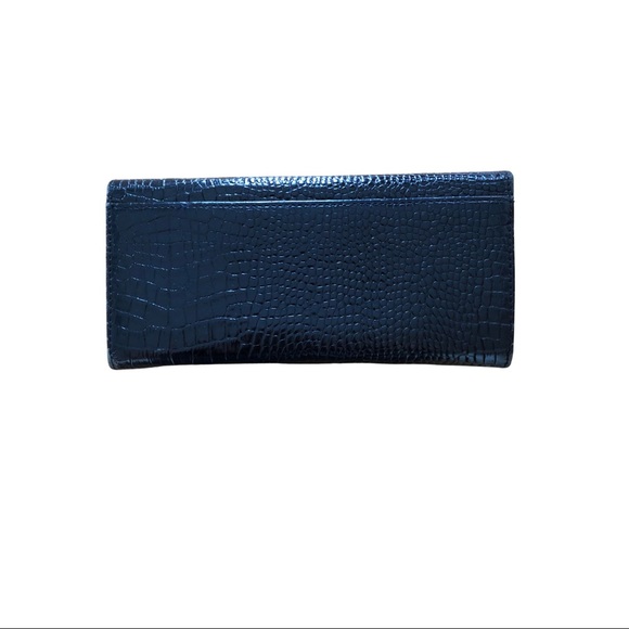 🌺WALLET WOMEN'S BLACK TRI-FOLD CROC LEATHER - Picture 2 of 8